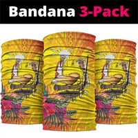 Papua New Guinea Cultural Tropical Flowers Neck Gaiter LT9 package One Size: 25*50cm Gold - Polynesian Pride