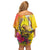 Papua New Guinea Cultural Tropical Flowers Off Shoulder Short Dress