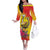 Papua New Guinea Cultural Tropical Flowers Off The Shoulder Long Sleeve Dress