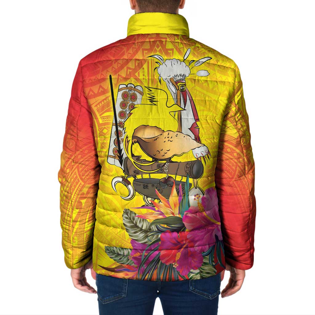 Papua New Guinea Cultural Tropical Flowers Padded Jacket LT9 - Polynesian Pride