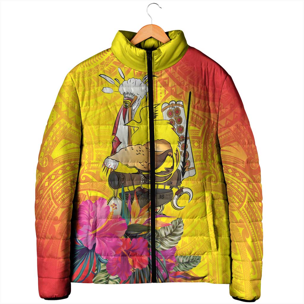 Papua New Guinea Cultural Tropical Flowers Padded Jacket LT9 - Polynesian Pride