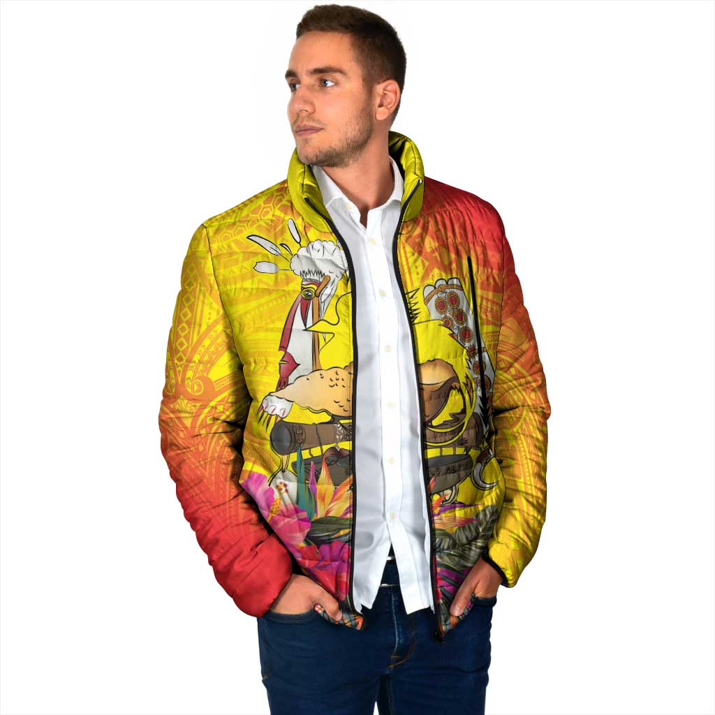 Papua New Guinea Cultural Tropical Flowers Padded Jacket LT9 - Polynesian Pride