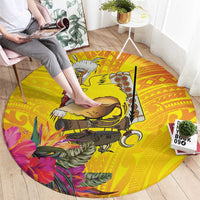 Papua New Guinea Cultural Tropical Flowers Round Carpet LT9 - Polynesian Pride