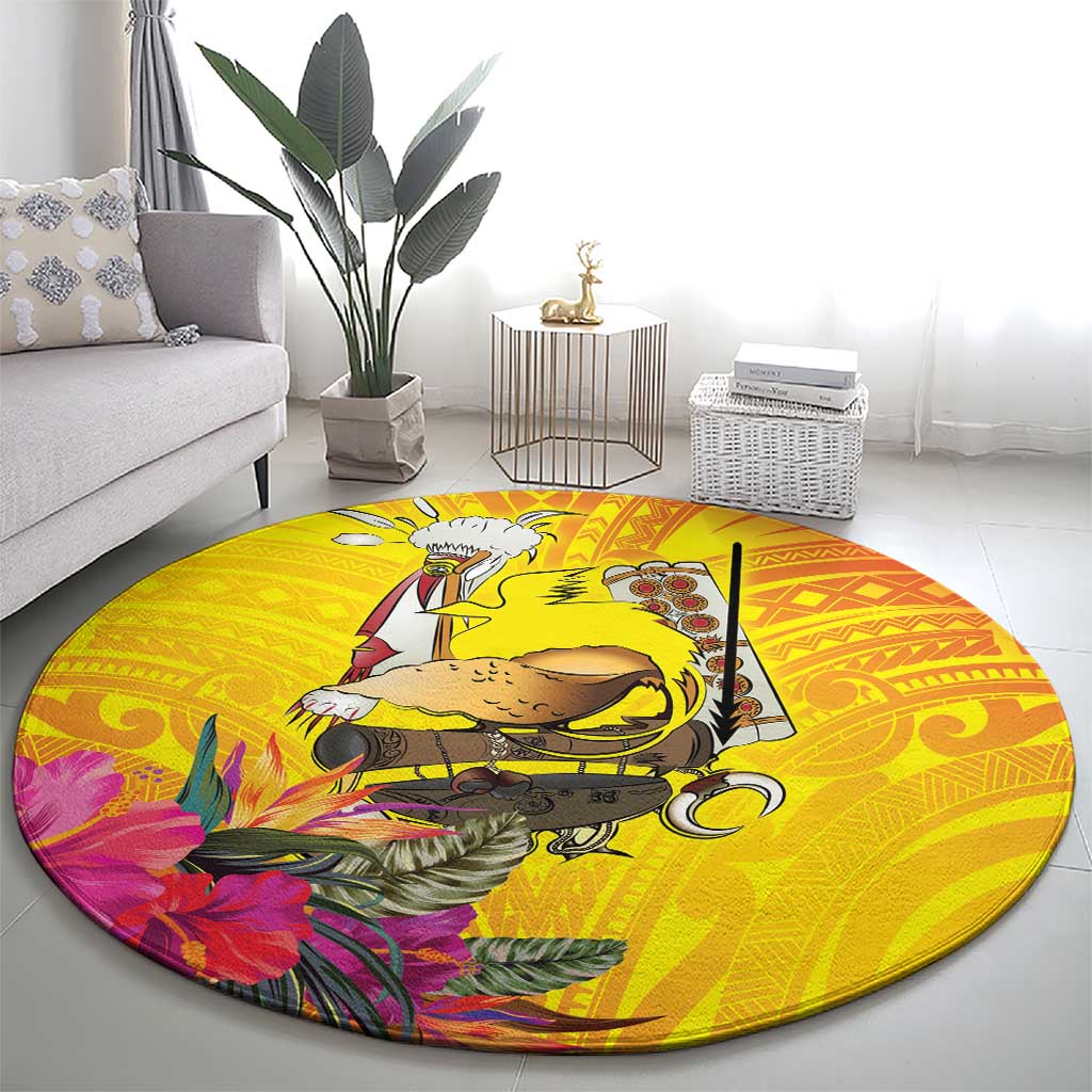 Papua New Guinea Cultural Tropical Flowers Round Carpet LT9 - Polynesian Pride