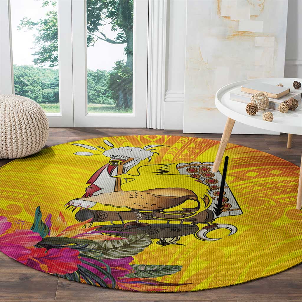 Papua New Guinea Cultural Tropical Flowers Round Carpet LT9 - Polynesian Pride