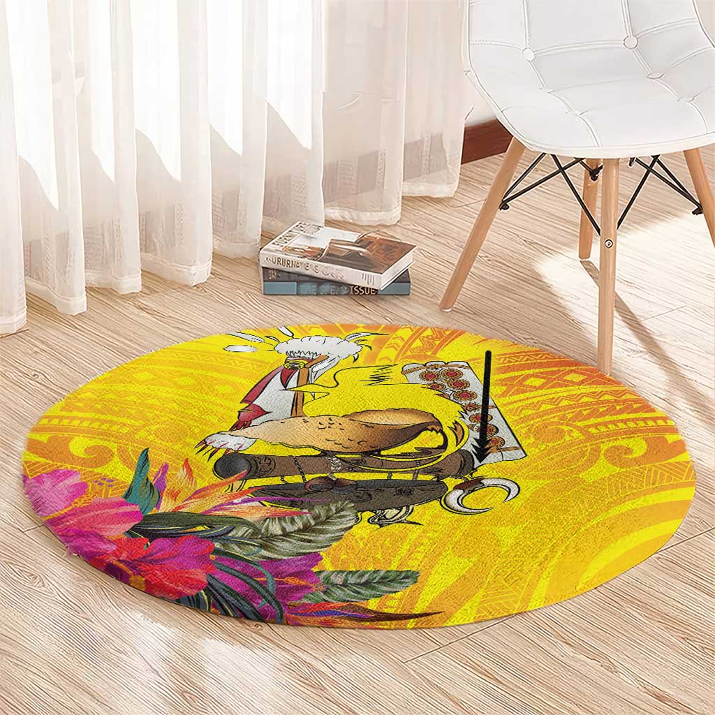 Papua New Guinea Cultural Tropical Flowers Round Carpet LT9 - Polynesian Pride