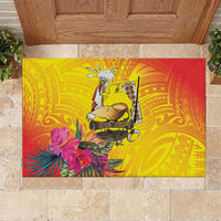 Papua New Guinea Cultural Tropical Flowers Rubber Doormat LT9 Gold - Polynesian Pride