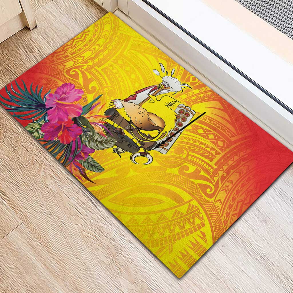 Papua New Guinea Cultural Tropical Flowers Rubber Doormat LT9 - Polynesian Pride