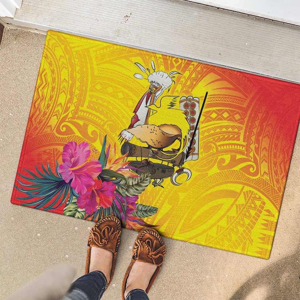 Papua New Guinea Cultural Tropical Flowers Rubber Doormat LT9 - Polynesian Pride