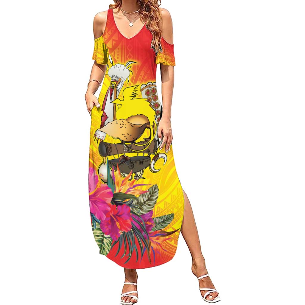 Papua New Guinea Cultural Tropical Flowers Summer Maxi Dress