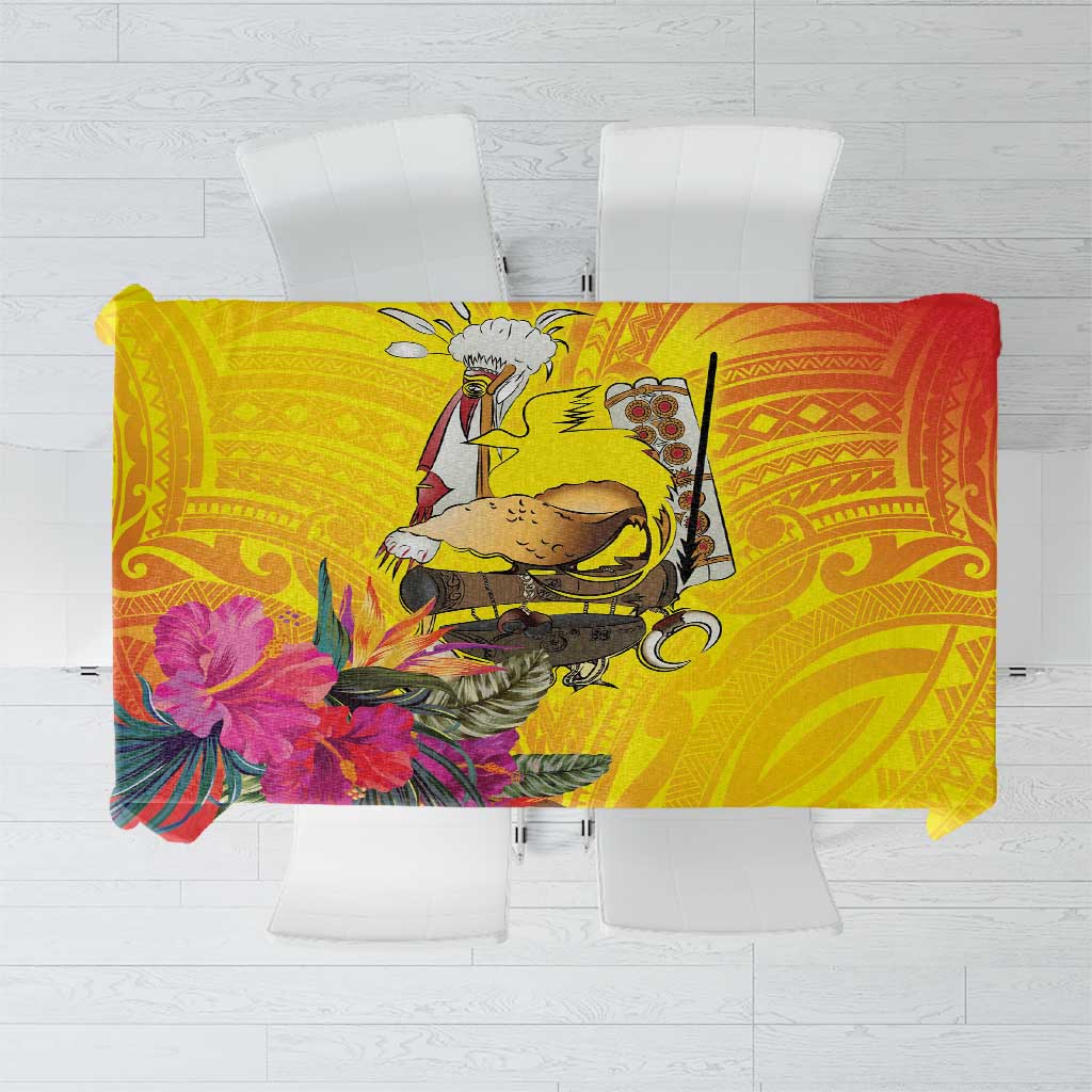 Papua New Guinea Cultural Tropical Flowers Tablecloth LT9 Gold - Polynesian Pride