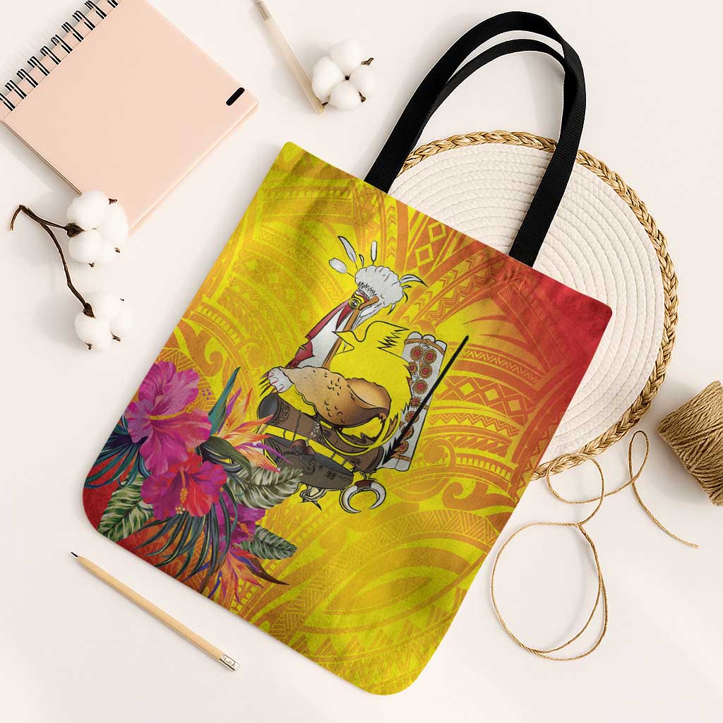 Papua New Guinea Cultural Tropical Flowers Tote Bag LT9 Black Strap One Size Gold - Polynesian Pride