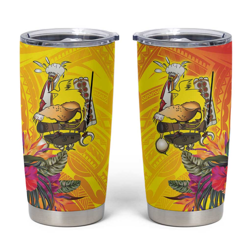 Papua New Guinea Cultural Tropical Flowers Tumbler Cup LT9 Gold - Polynesian Pride