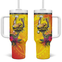 Papua New Guinea Cultural Tropical Flowers Tumbler With Handle LT9 One Size: 40 oz Gold - Polynesian Pride