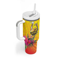 Papua New Guinea Cultural Tropical Flowers Tumbler With Handle LT9 - Polynesian Pride