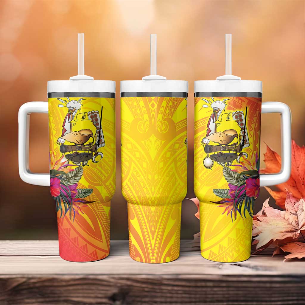 Papua New Guinea Cultural Tropical Flowers Tumbler With Handle LT9 - Polynesian Pride