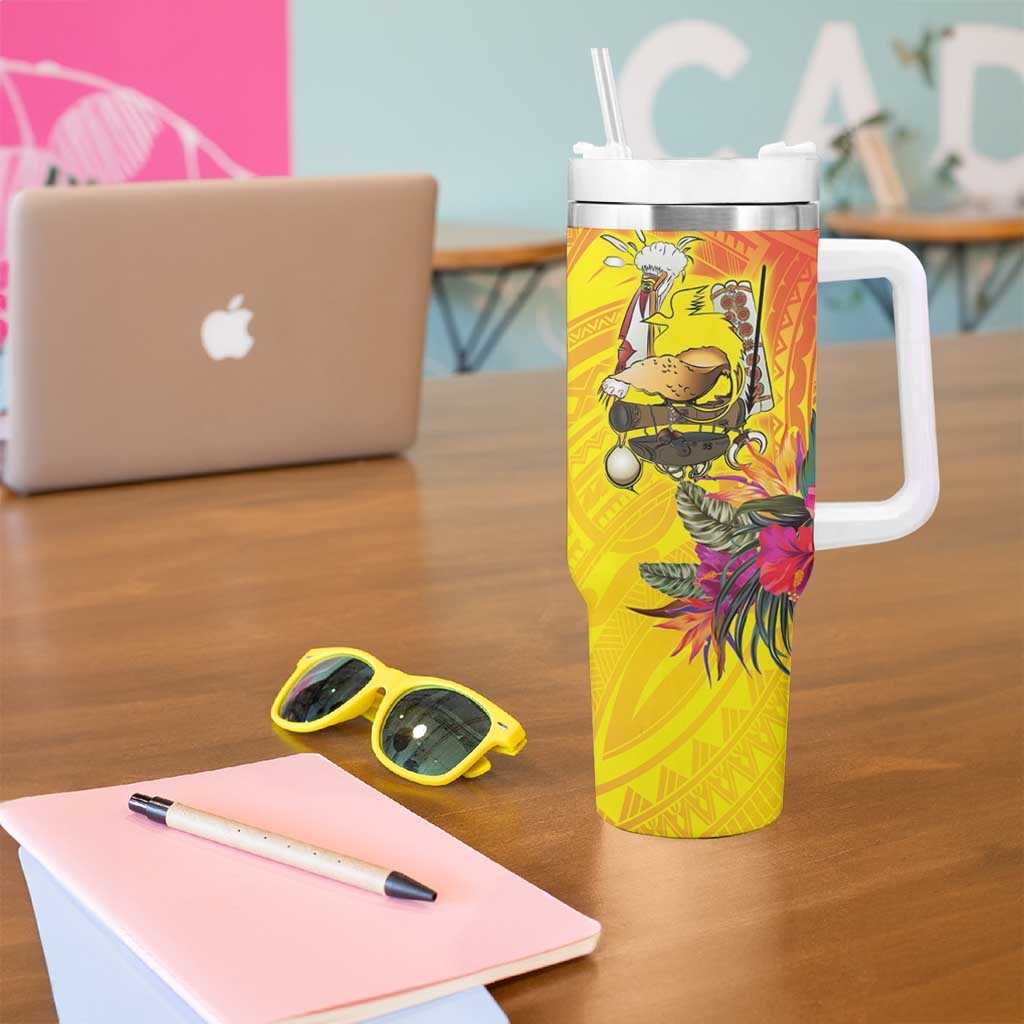 Papua New Guinea Cultural Tropical Flowers Tumbler With Handle LT9 - Polynesian Pride