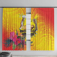 Papua New Guinea Cultural Tropical Flowers Window Curtain LT9 With Hooks Gold - Polynesian Pride