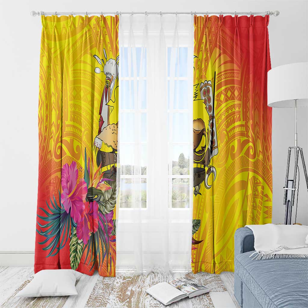 Papua New Guinea Cultural Tropical Flowers Window Curtain LT9 - Polynesian Pride