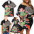 Personalized Japanese Koi Fish Family Matching Off Shoulder Short Dress and Hawaiian Shirt with Polynesian Pattern