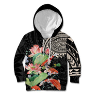 Personalized Japanese Koi Fish Kid Hoodie with Polynesian Pattern LT9 Hoodie Black - Polynesian Pride