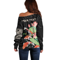 Personalized Japanese Koi Fish Off Shoulder Sweater with Polynesian Pattern LT9 - Polynesian Pride