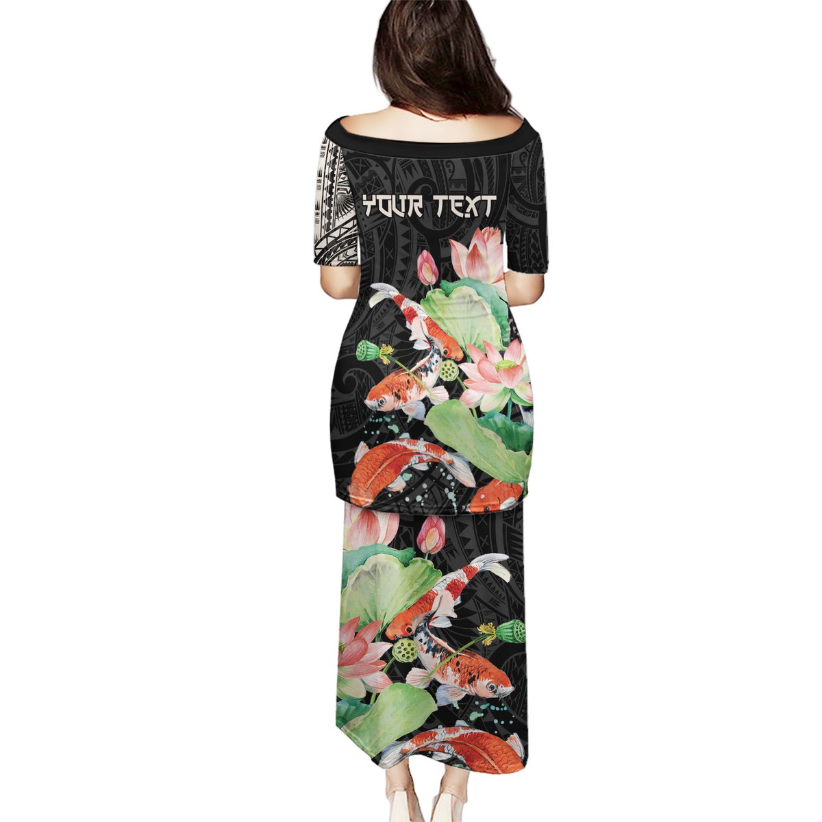 Personalized Japanese Koi Fish Puletasi with Polynesian Pattern LT9 - Polynesian Pride