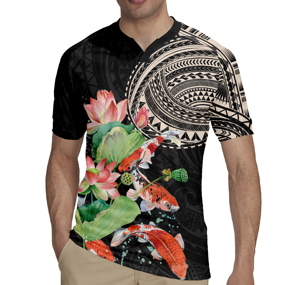 Personalized Japanese Koi Fish Rugby Jersey with Polynesian Pattern LT9 - Polynesian Pride