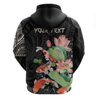 Personalized Japanese Koi Fish Zip Hoodie with Polynesian Pattern LT9 - Polynesian Pride