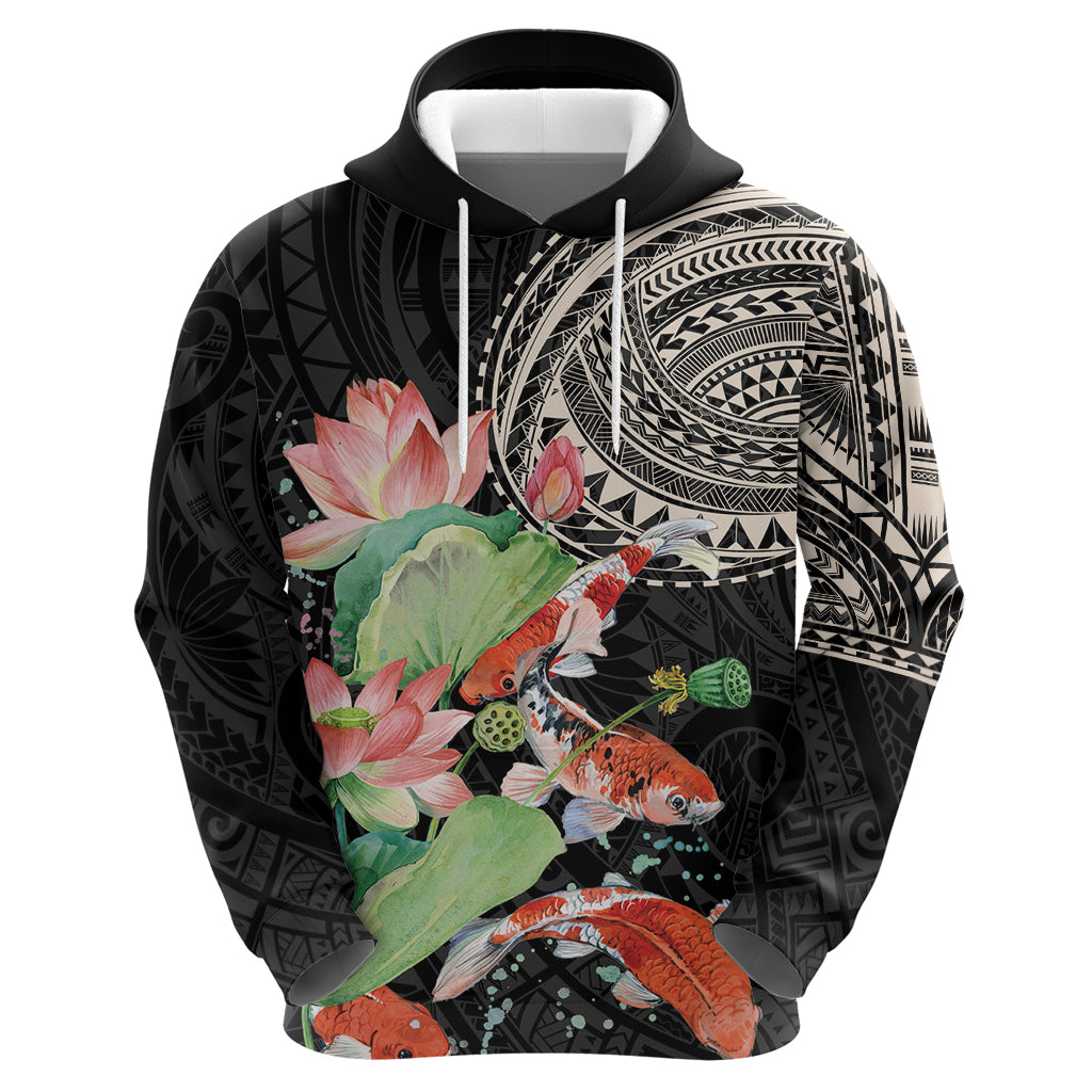 Personalized Japanese Koi Fish Zip Hoodie with Polynesian Pattern LT9 - Polynesian Pride