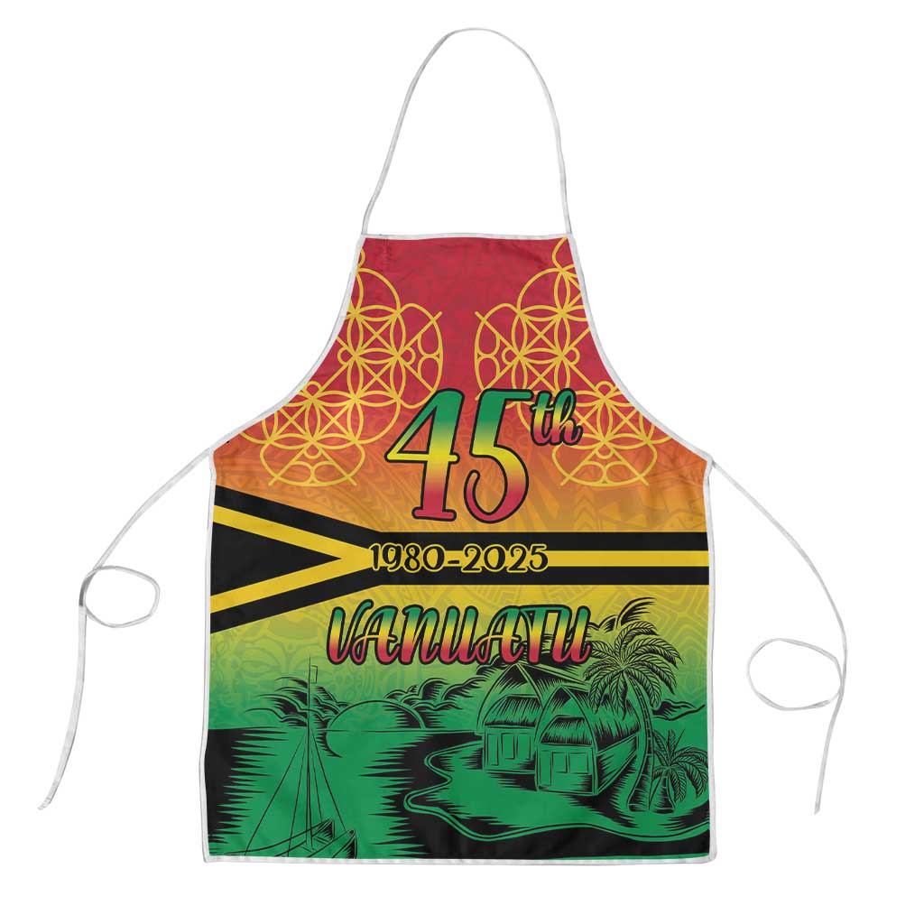 Hapi 45th Indipendens Dei Vanuatu Apron Yumi 1980 with Vanuatuan Beach Landscape LT9 Red - Polynesian Pride