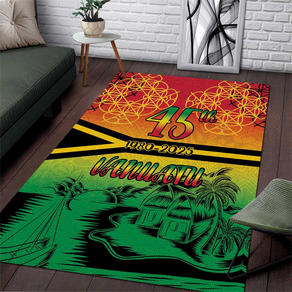 Hapi 45th Indipendens Dei Vanuatu Area Rug Yumi 1980 with Vanuatuan Beach Landscape LT9 Red - Polynesian Pride