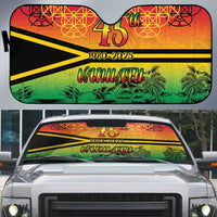 Hapi 45th Indipendens Dei Vanuatu Auto Sun Shade Yumi 1980 with Vanuatuan Beach Landscape LT9 Red - Polynesian Pride