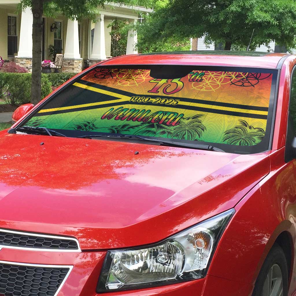 Hapi 45th Indipendens Dei Vanuatu Auto Sun Shade Yumi 1980 with Vanuatuan Beach Landscape LT9 - Polynesian Pride