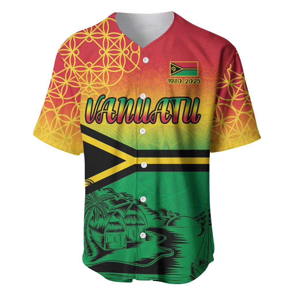 Hapi 45th Indipendens Dei Vanuatu Baseball Jersey Yumi 1980 with Vanuatuan Beach Landscape LT9 Red - Polynesian Pride