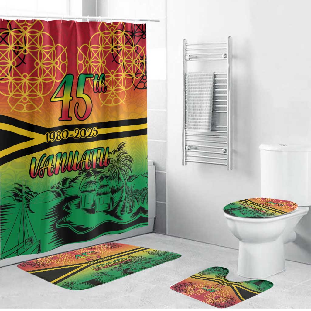 Hapi 45th Indipendens Dei Vanuatu Bathroom Set Yumi 1980 with Vanuatuan Beach Landscape LT9 Bathroom Set (4 pcs) Red - Polynesian Pride