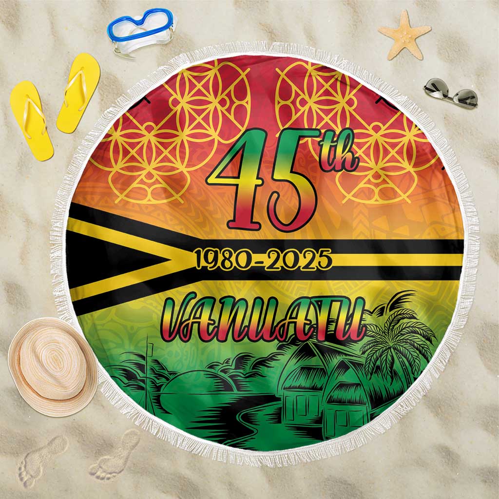 Hapi 45th Indipendens Dei Vanuatu Beach Blanket Yumi 1980 with Vanuatuan Beach Landscape LT9 One Size 150cm Red - Polynesian Pride