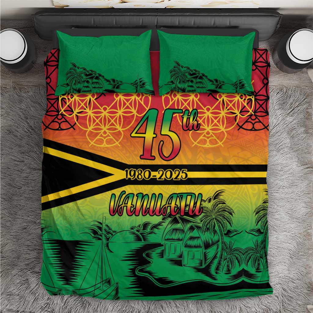 Hapi 45th Indipendens Dei Vanuatu Bedding Set Yumi 1980 with Vanuatuan Beach Landscape LT9 Red - Polynesian Pride
