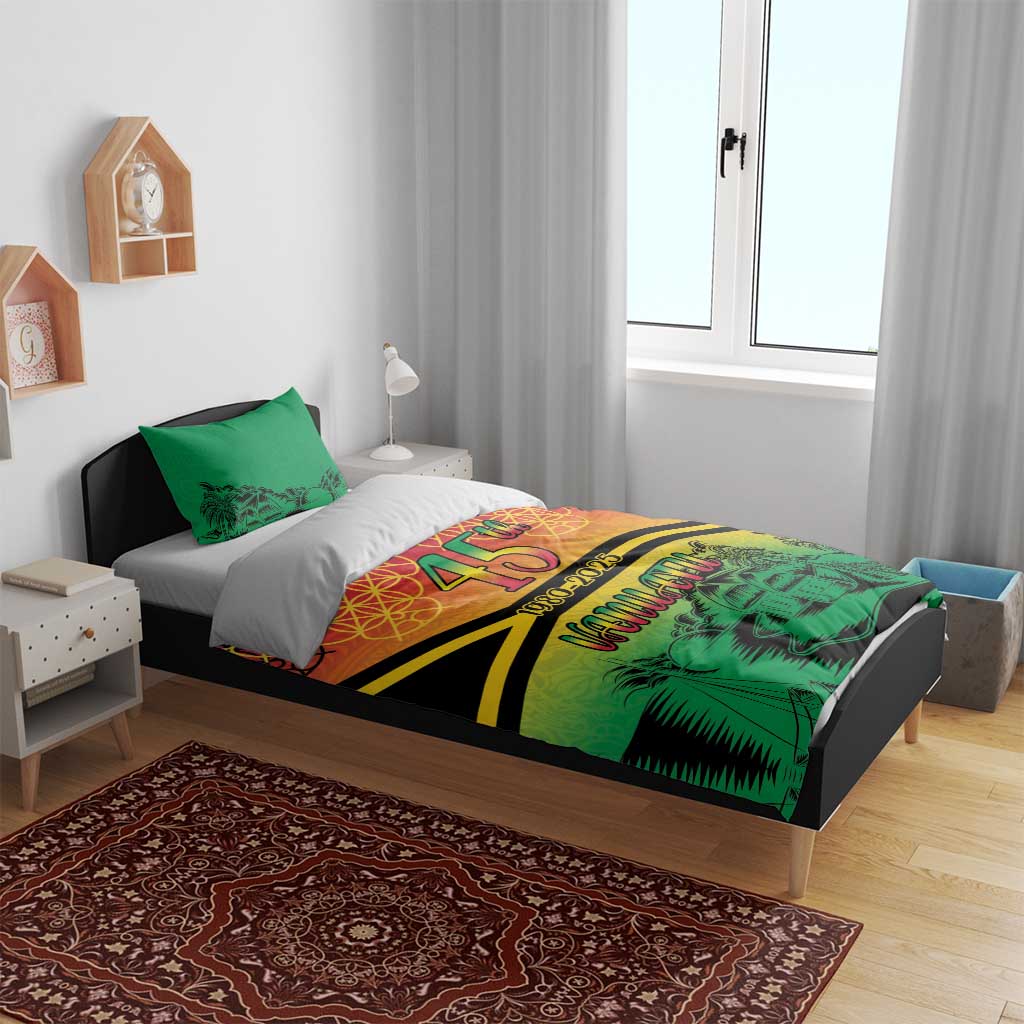 Hapi 45th Indipendens Dei Vanuatu Bedding Set Yumi 1980 with Vanuatuan Beach Landscape LT9 - Polynesian Pride