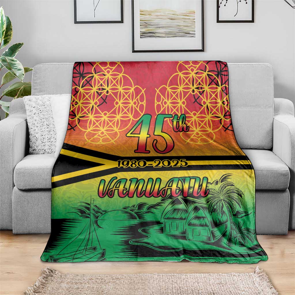 Hapi 45th Indipendens Dei Vanuatu Blanket Yumi 1980 with Vanuatuan Beach Landscape LT9 - Polynesian Pride