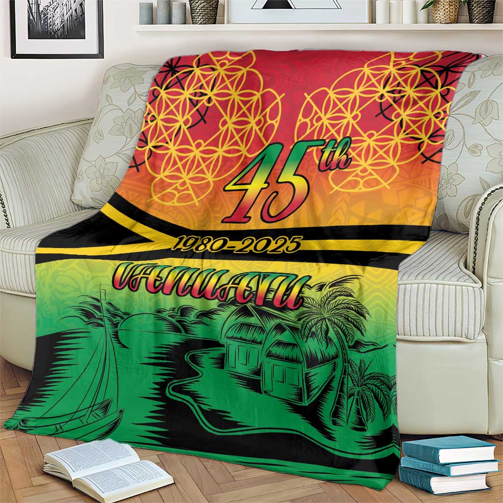 Hapi 45th Indipendens Dei Vanuatu Blanket Yumi 1980 with Vanuatuan Beach Landscape LT9 - Polynesian Pride