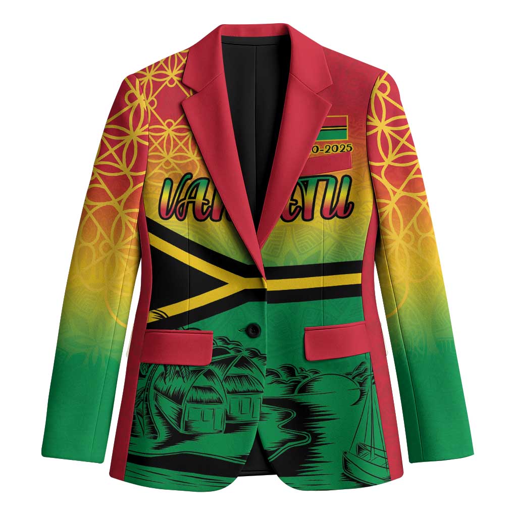 Hapi 45th Indipendens Dei Vanuatu Blazer Yumi 1980 with Vanuatuan Beach Landscape LT9 Unisex Red - Polynesian Pride