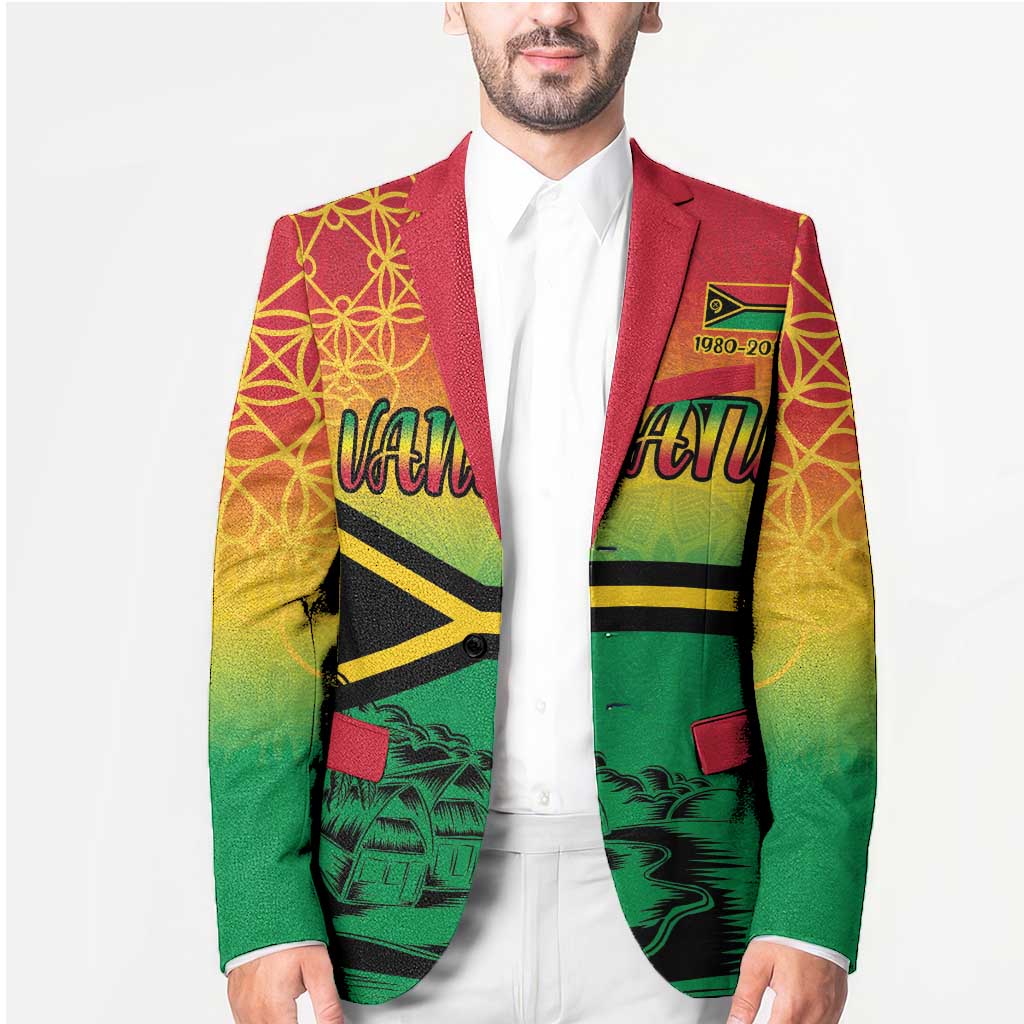 Hapi 45th Indipendens Dei Vanuatu Blazer Yumi 1980 with Vanuatuan Beach Landscape LT9 - Polynesian Pride
