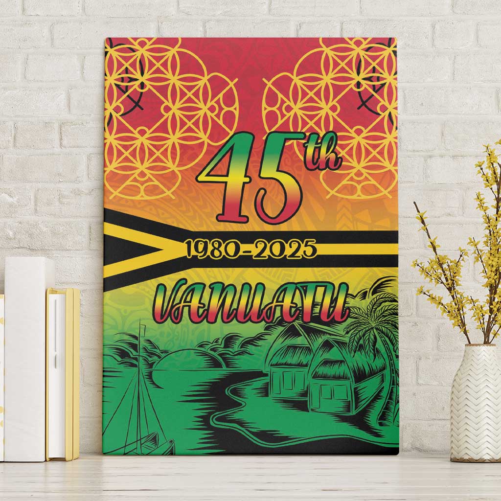 Hapi 45th Indipendens Dei Vanuatu Canvas Wall Art Yumi 1980 with Vanuatuan Beach Landscape LT9 Without Frame Red - Polynesian Pride