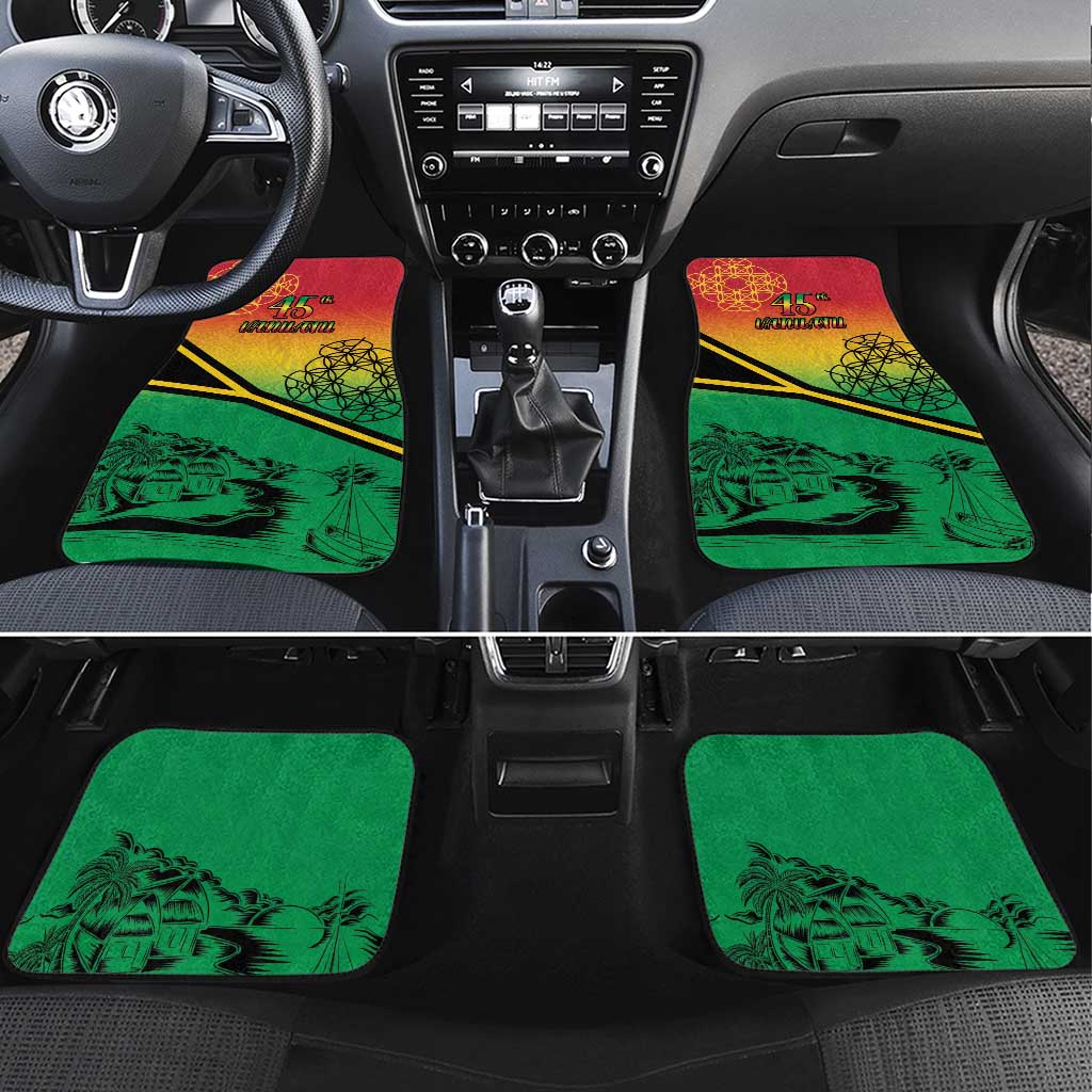 Hapi 45th Indipendens Dei Vanuatu Car Mats Yumi 1980 with Vanuatuan Beach Landscape LT9 Set 4pcs Red - Polynesian Pride
