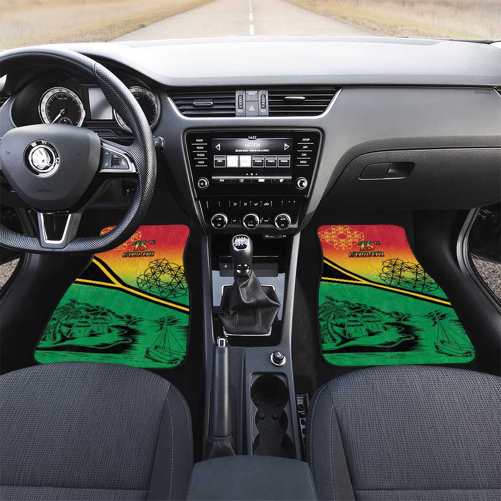 Hapi 45th Indipendens Dei Vanuatu Car Mats Yumi 1980 with Vanuatuan Beach Landscape LT9 Set 2pcs - Front Red - Polynesian Pride