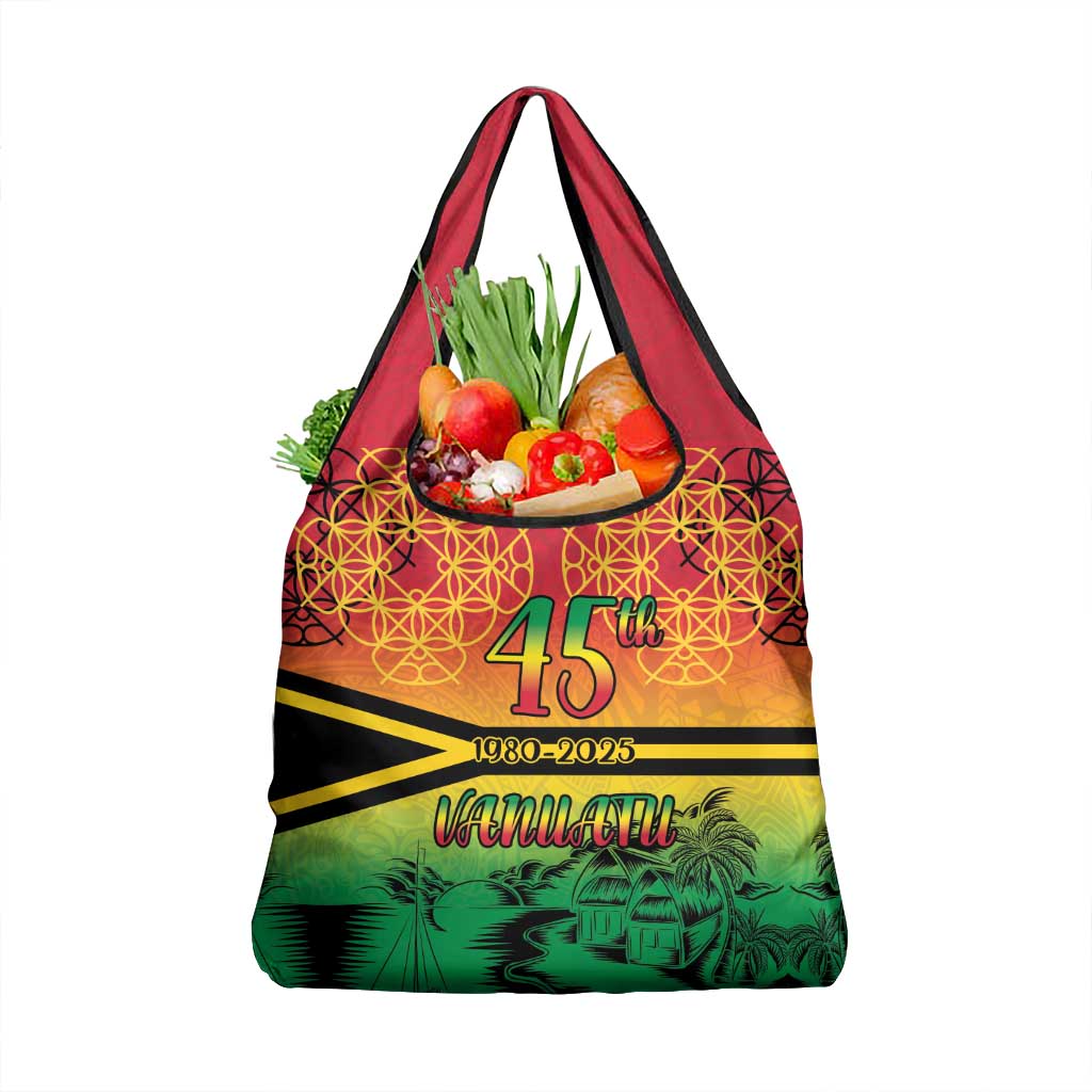 Hapi 45th Indipendens Dei Vanuatu Grocery Bag Yumi 1980 with Vanuatuan Beach Landscape LT9 1-pack One Size Red - Polynesian Pride