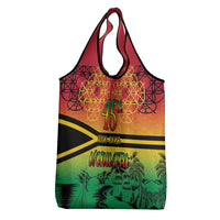 Hapi 45th Indipendens Dei Vanuatu Grocery Bag Yumi 1980 with Vanuatuan Beach Landscape LT9 - Polynesian Pride