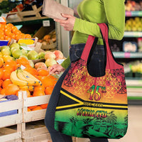 Hapi 45th Indipendens Dei Vanuatu Grocery Bag Yumi 1980 with Vanuatuan Beach Landscape LT9 - Polynesian Pride