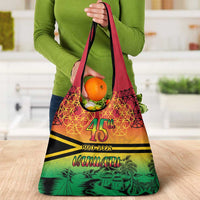 Hapi 45th Indipendens Dei Vanuatu Grocery Bag Yumi 1980 with Vanuatuan Beach Landscape LT9 - Polynesian Pride